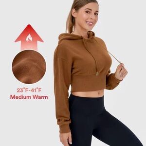 Women's Brown Cropped Hoodie